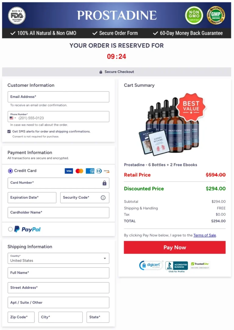 prostadine checkout page
